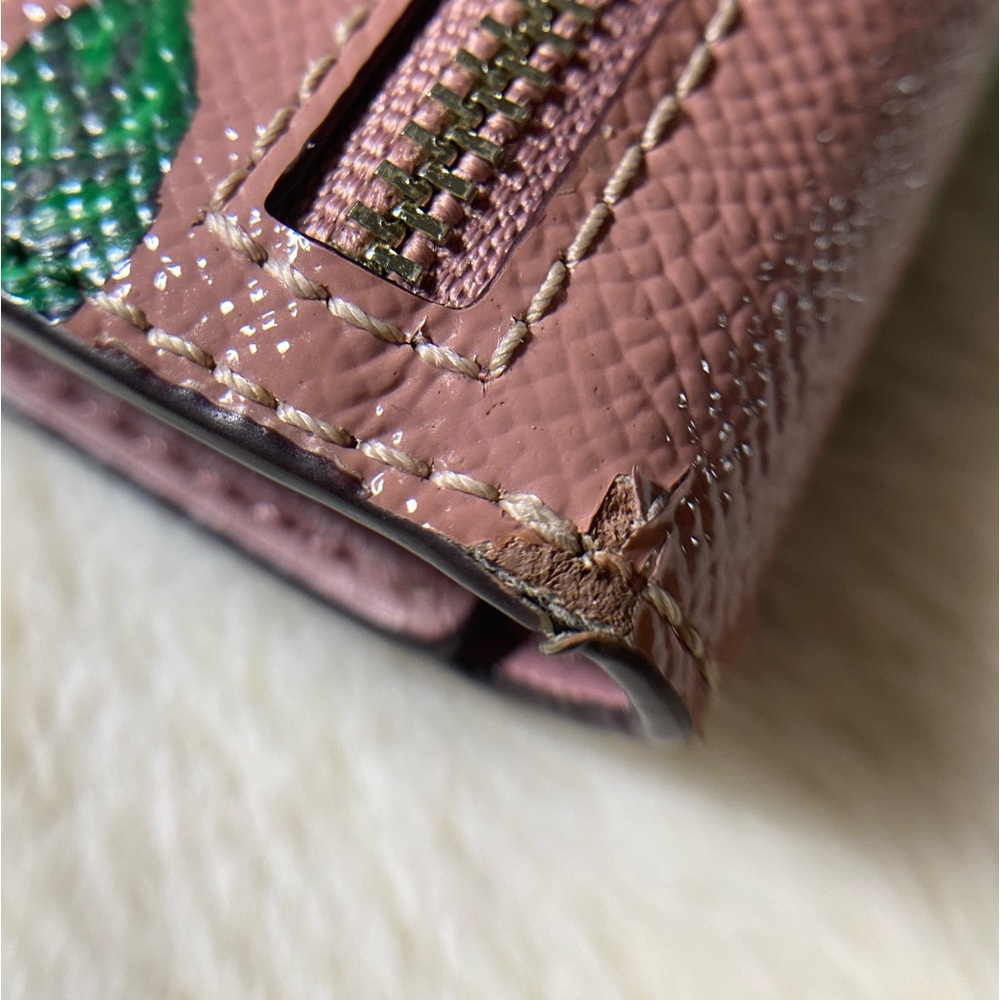 Hand Painted Peacock Pink Leather Coach Wallet - Picture 16 of 16